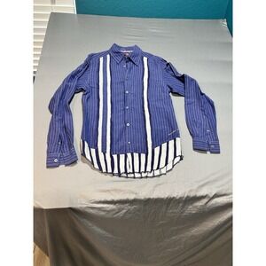 Robert Graham Blue/White Linen Shirt Mens LS Button‎ Up M/L